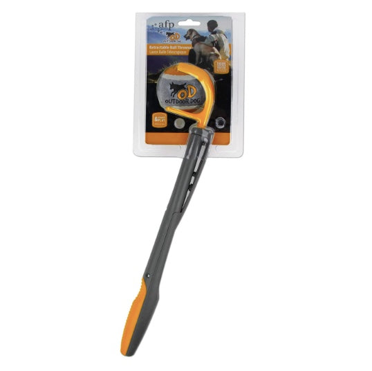 Shows ball thrower in packaging.