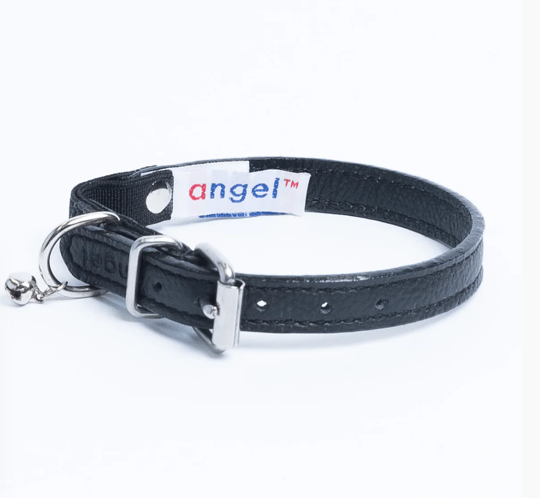 Black leather cat collar New Zealand