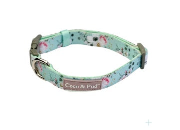 Pretty green floral dog collar