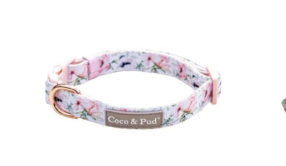 Pink and white floral luxury dog collar
