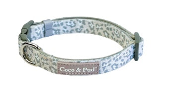 Grey and white Leopard dog collar