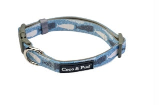 dog collar with blues whales on it