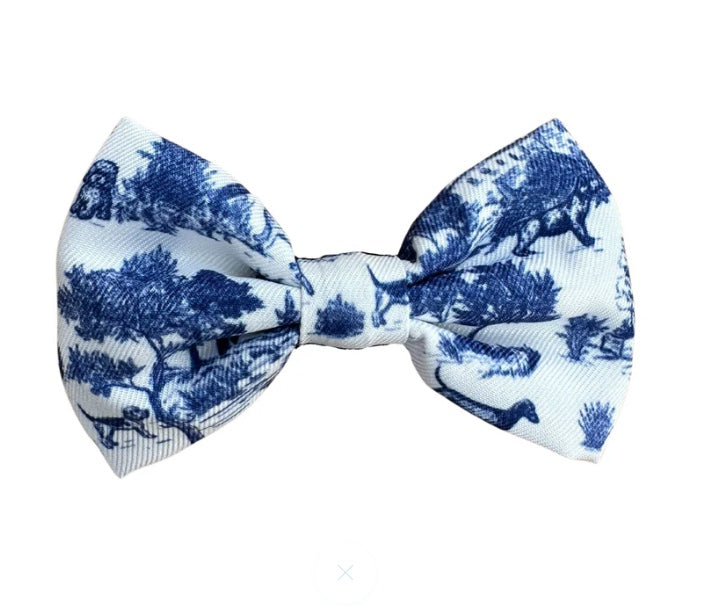 Blue and white dog bow tie