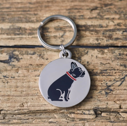 Dog ID Tag with a Frenchie dog on it