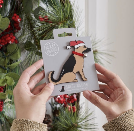 Wooden German Shepherd Christmas Tree Decoration
