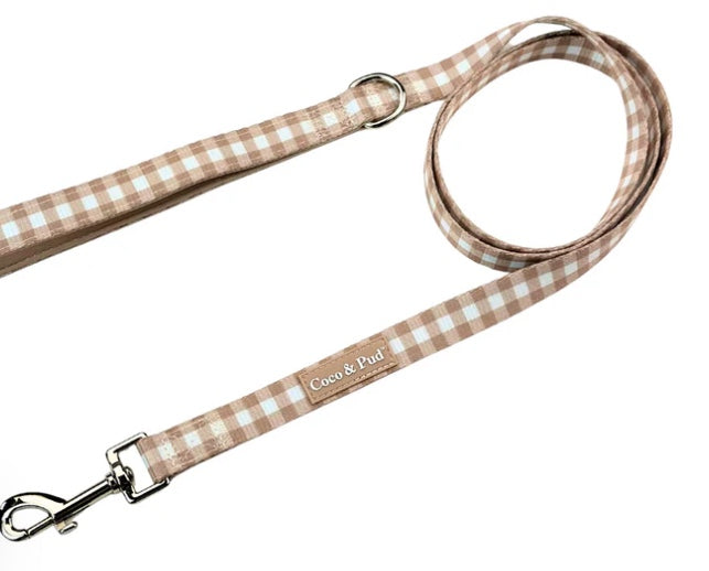 Checkered dog lead in a Mocha colour