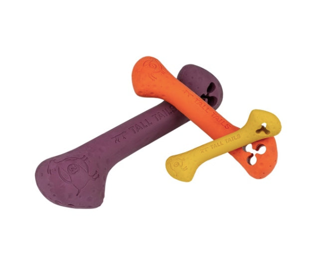Rubber dog bone toy with treat hiding