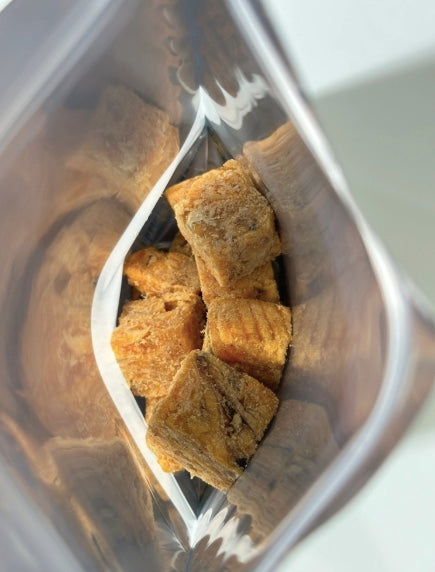Shows the King Salmon Chunks in the bag.