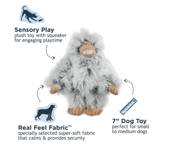 mini yeti plush dog toy