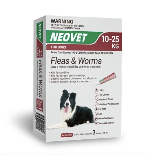 Flea and worming treatment for dogs.