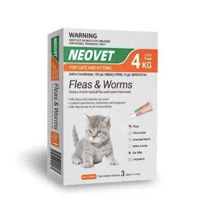 Neovet flea and worming for kittens less than 4kg.
