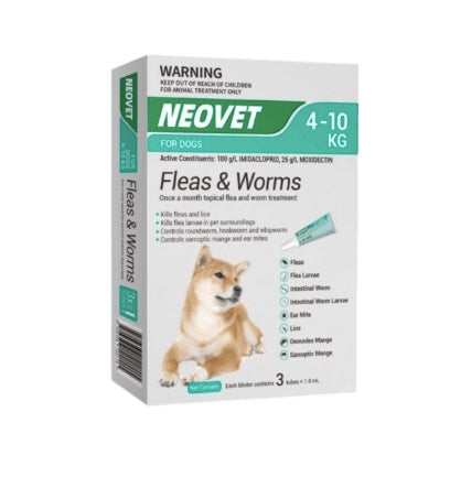 Neovet Flea and Worm Treatment Dog 4-10kg 3's