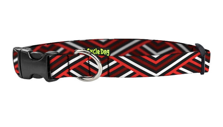 Cycle dog eco weave skinny collar red black diagonals