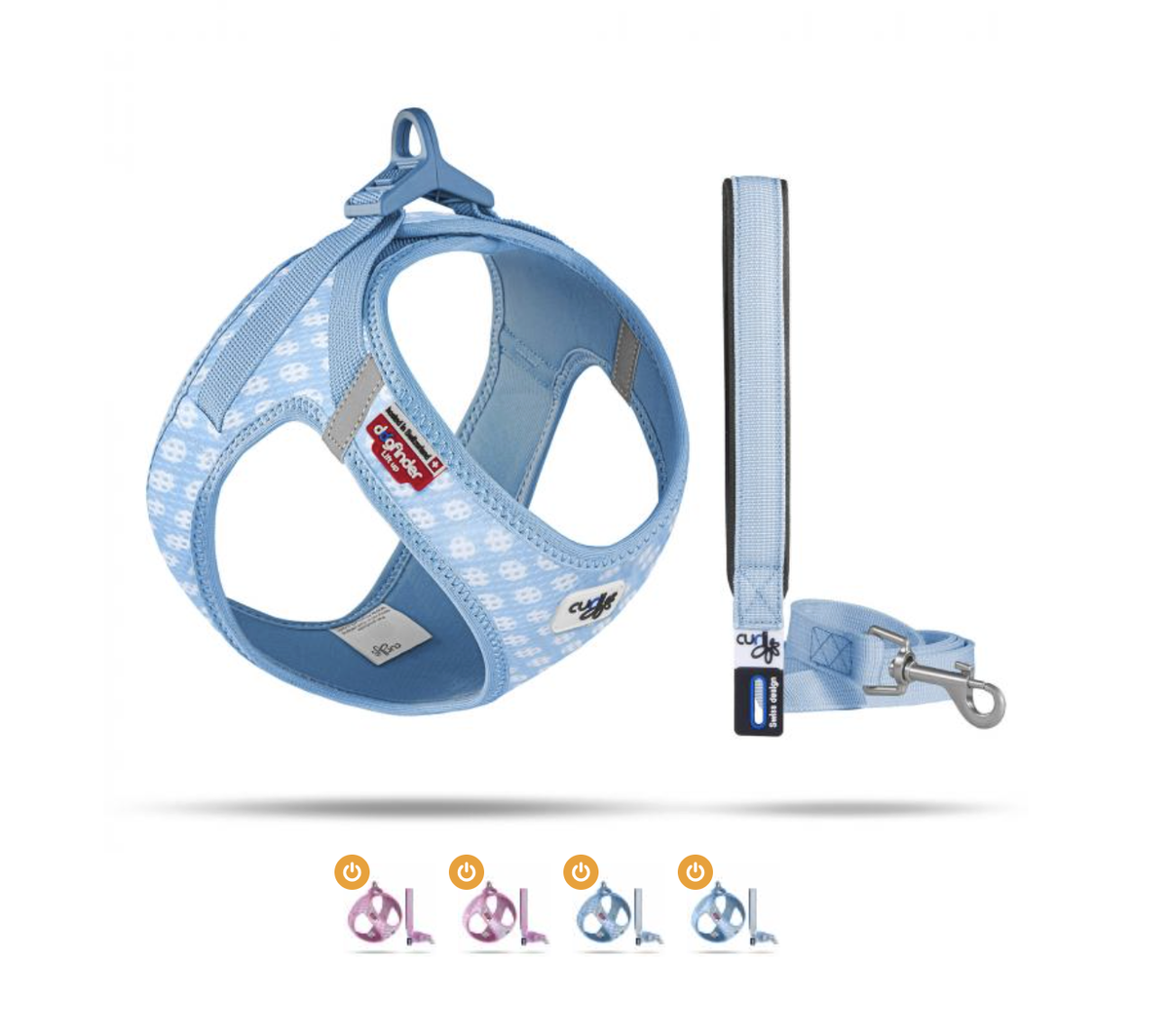 Curli Vest Harness Clasp Sky Blue with Circles 2 pk