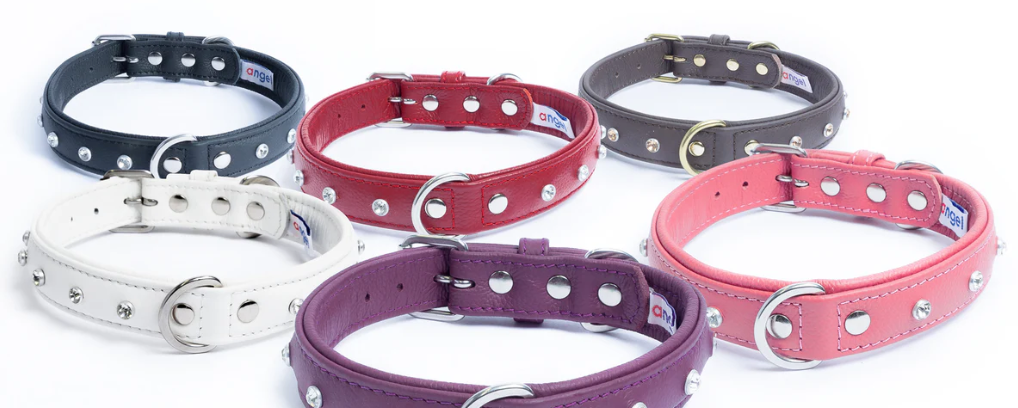 Angel Athens leather dog collar replica diamonds dbl
