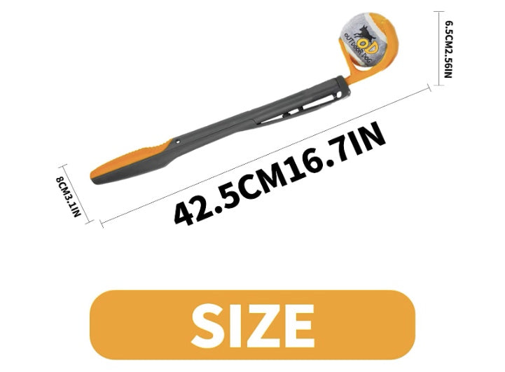Shows the length of the adjustable ball thrower.
