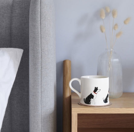 White porelain mug with collie on it nz
