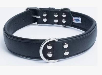 Large leather dog collar black New Zealand