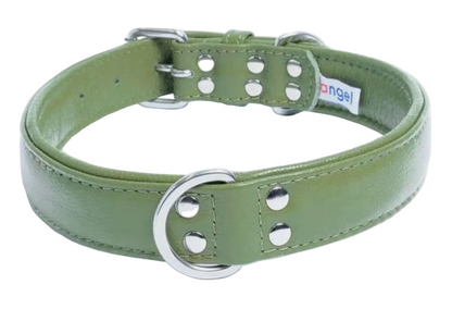 Leather Plain Green Dog Collar New Zealand