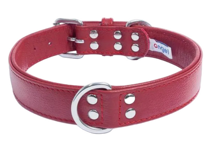 Angel Leather Dog Collar Red With Central D Ring New Zealand