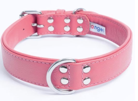 Leather dog collar pink