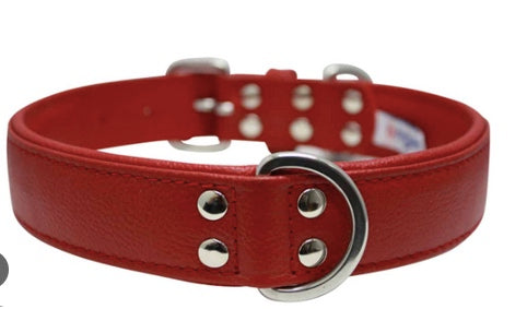 Red leather dog collar New Zealand
