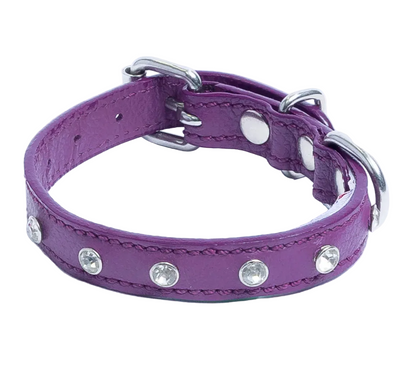 Purple Replica Diamonds Leather Dog Collar New Zealand