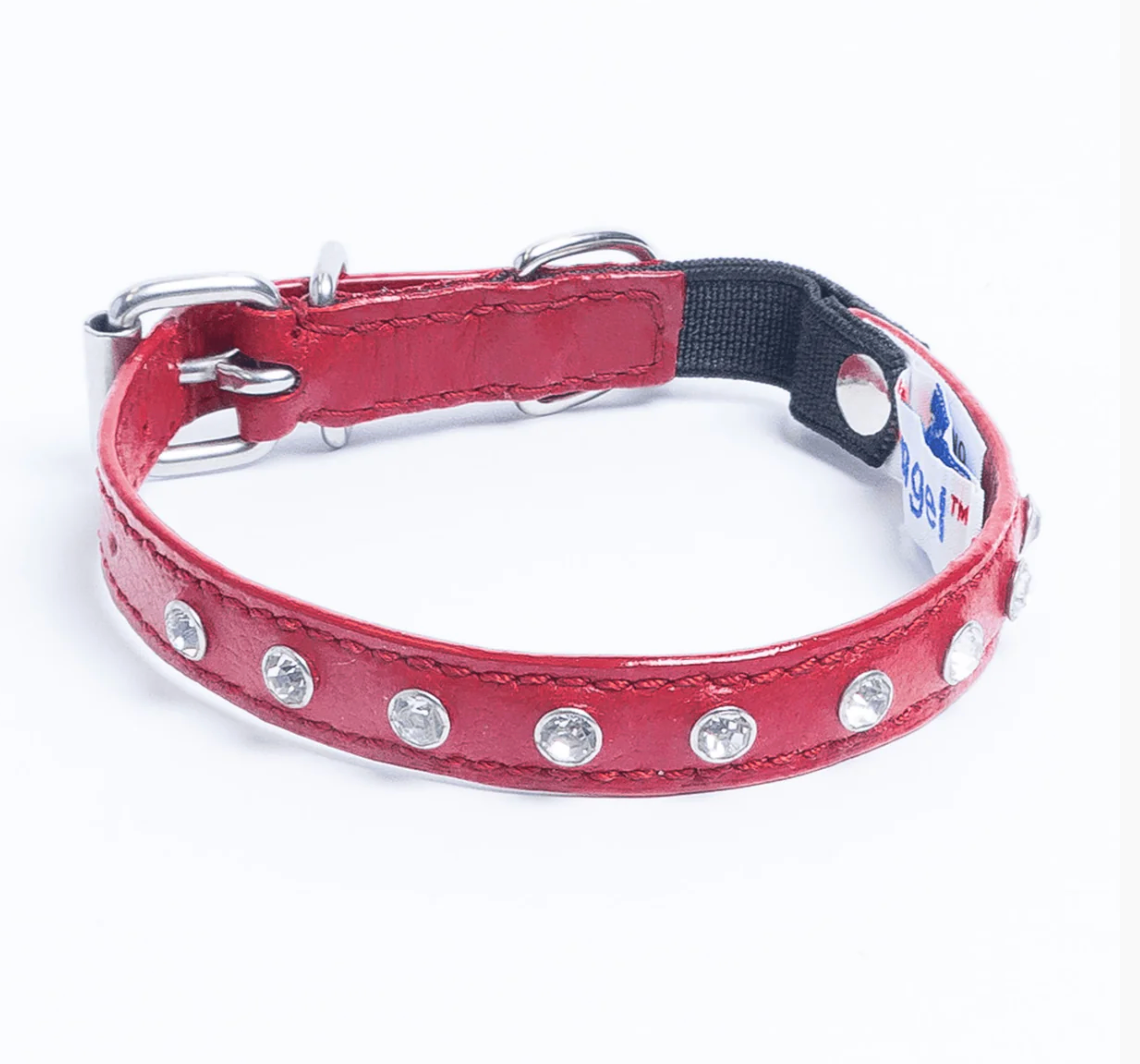Red Diamond Cat Collar leather Red