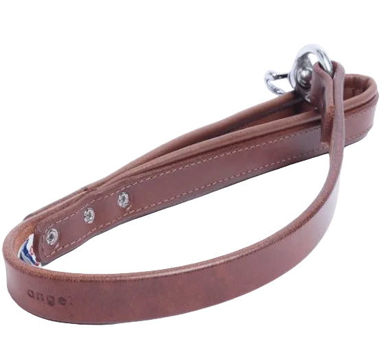 Brown leather dog lead with padded handle New Zealand