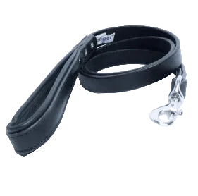 Black leather dog lead with padded handle New Zealand