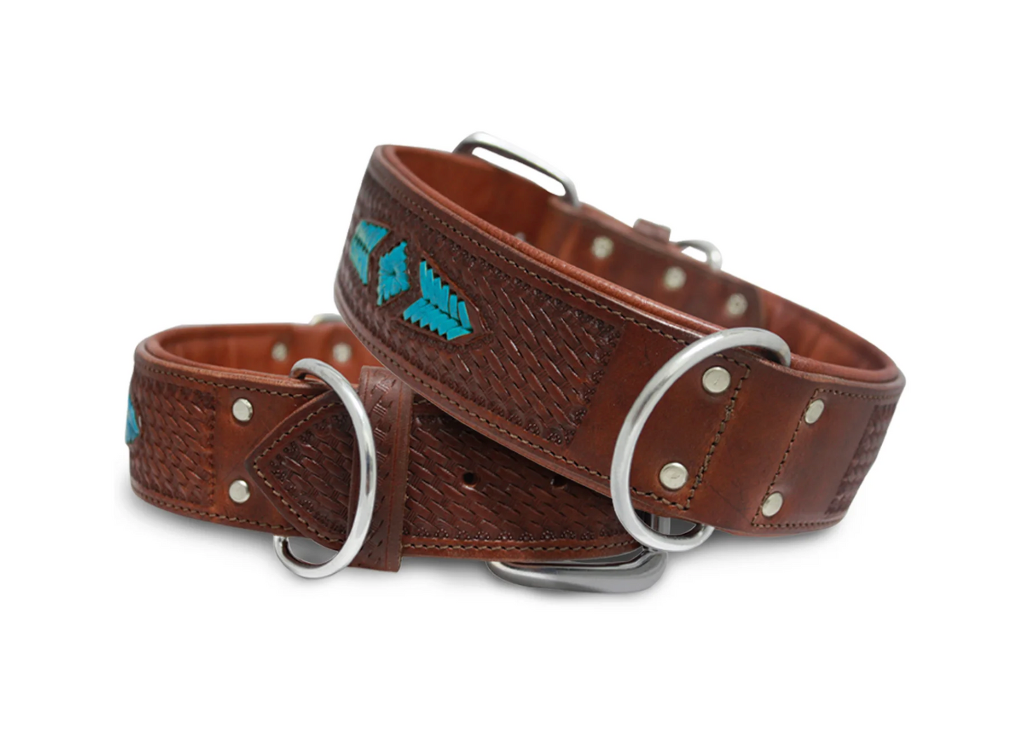 Elite Range Sierra Leather Dog Collar Brown and Blue