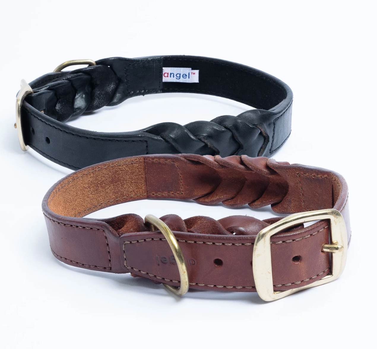 Leather Braided Dog Collar Brown New Zealand