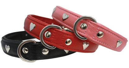 Leather dog collars Hearts New Zealand