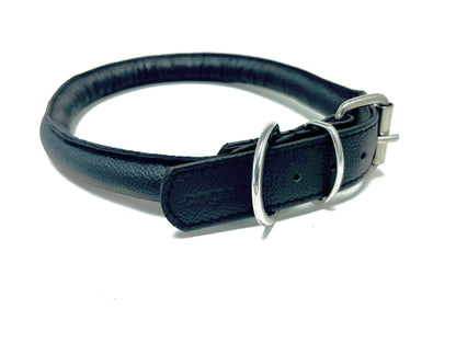 Leather rolled dog collar