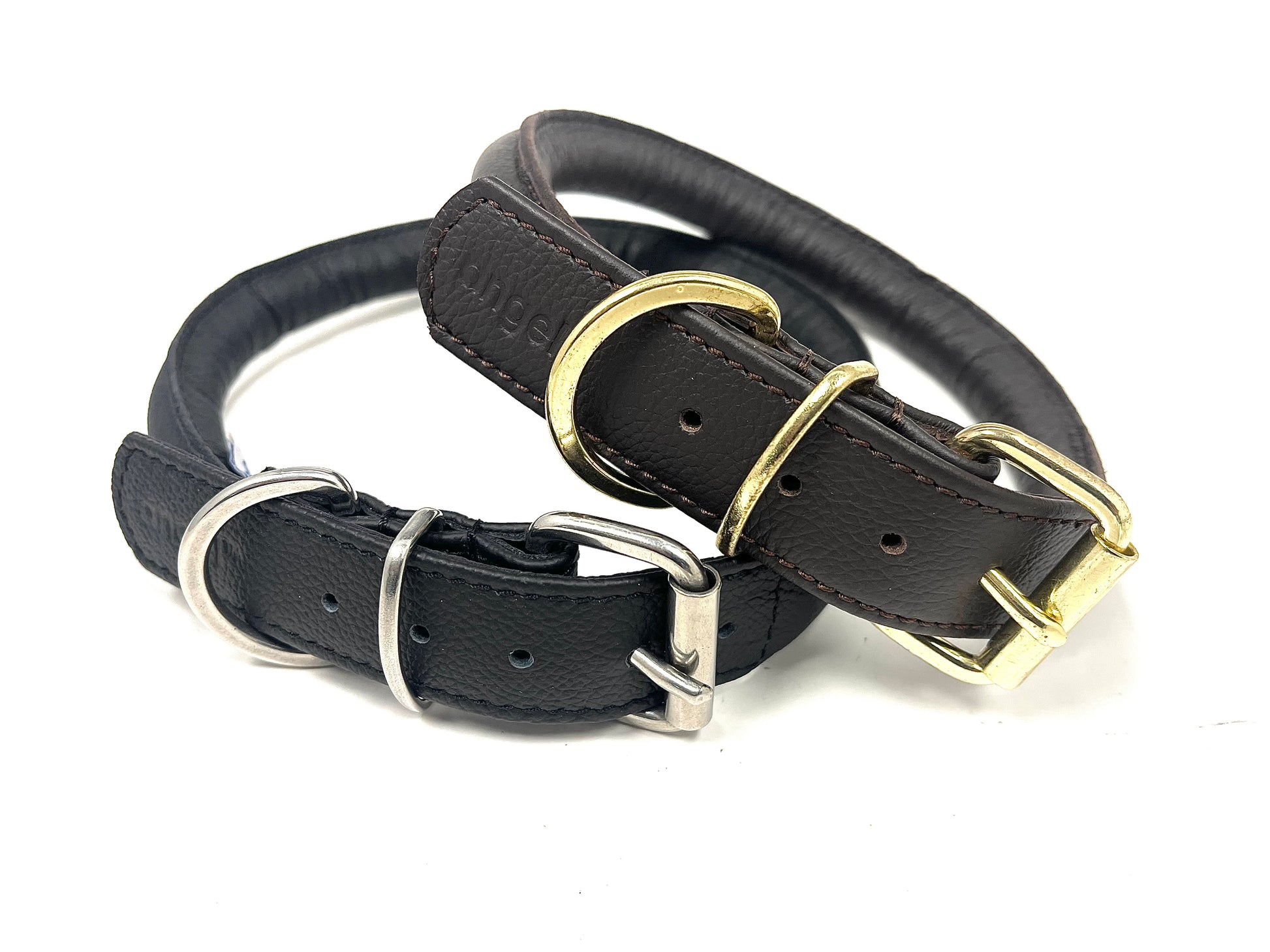 Rolled leather dog collar
