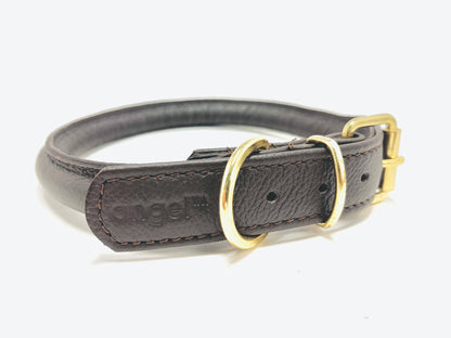 Oxford Rolled leather dog collar brown