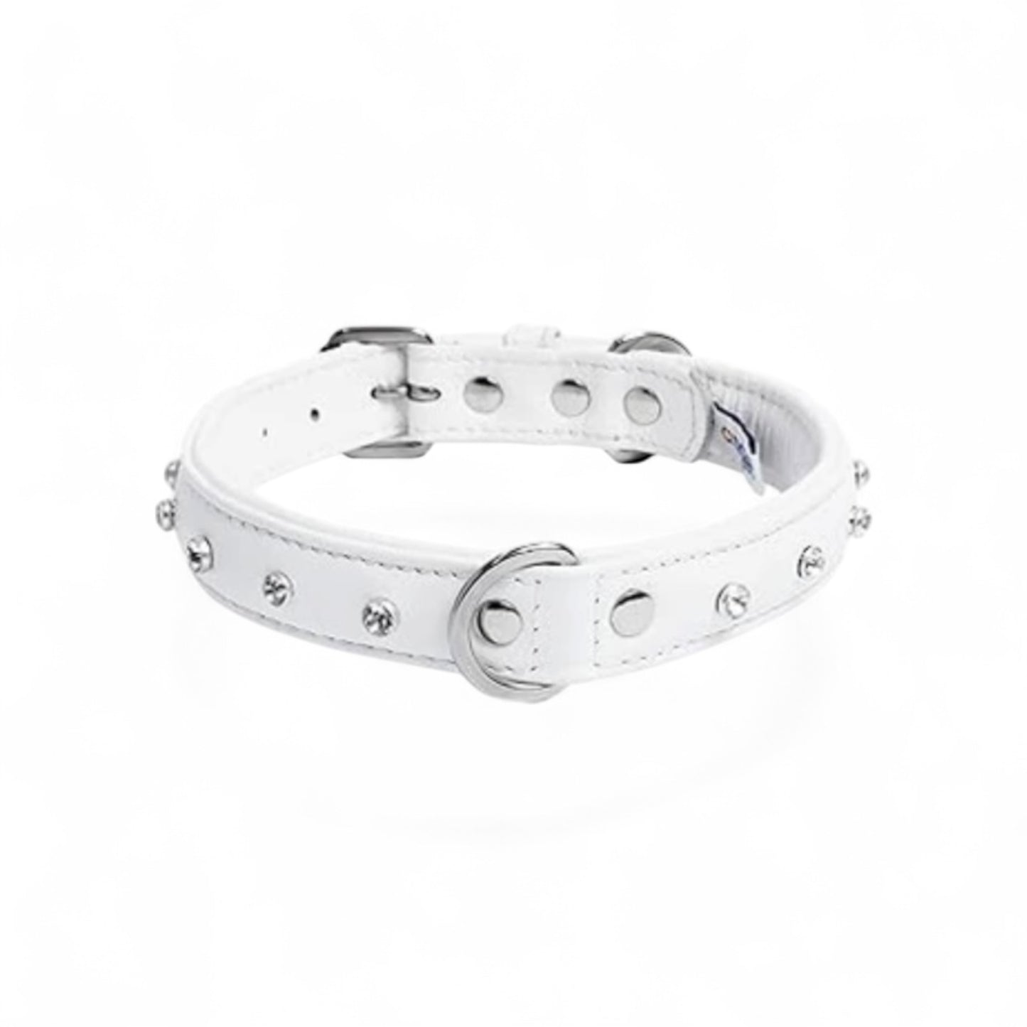 White leather diamond dog collar NZ