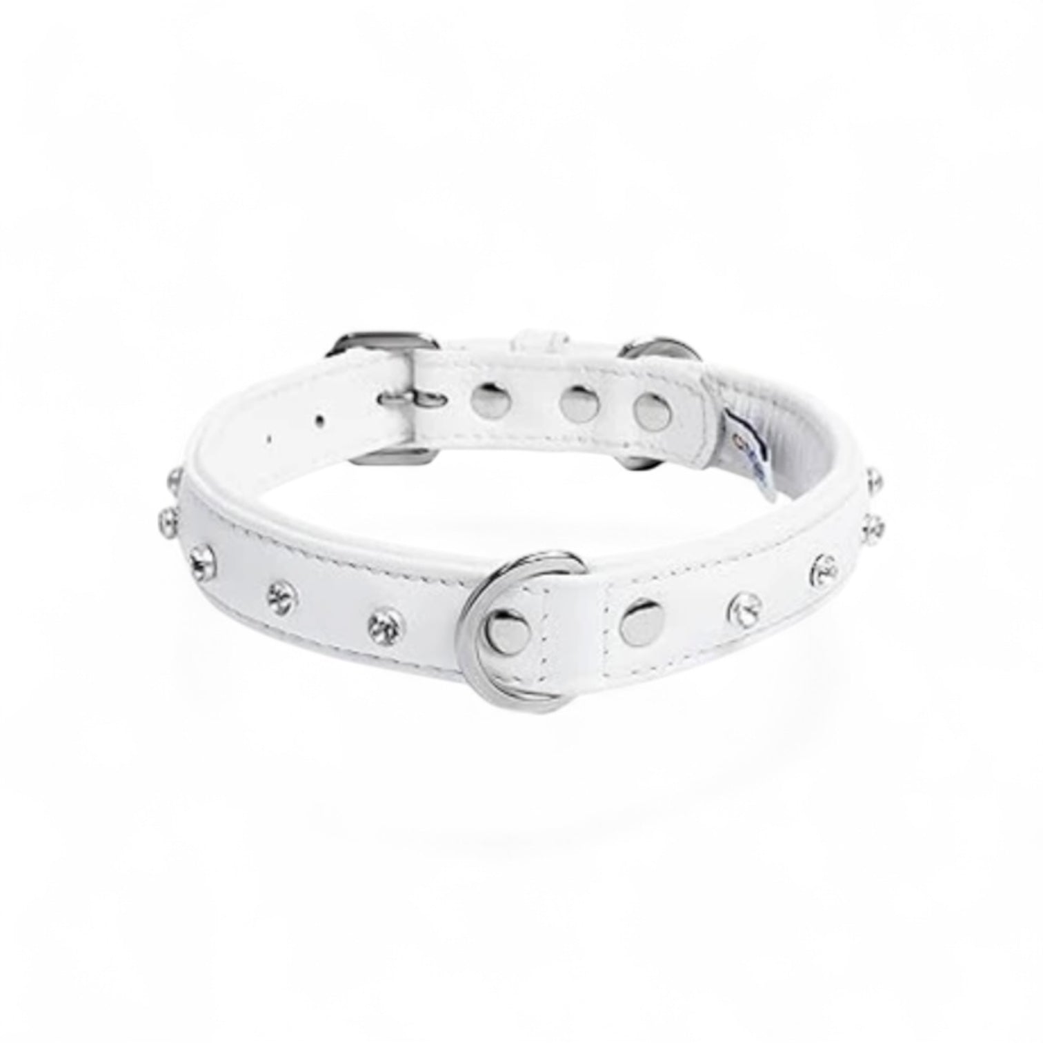 White leather diamond dog collar NZ