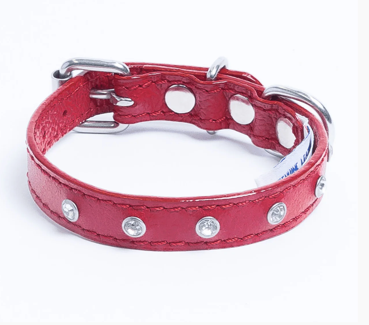 Red Diamond leather dog collar New Zealand