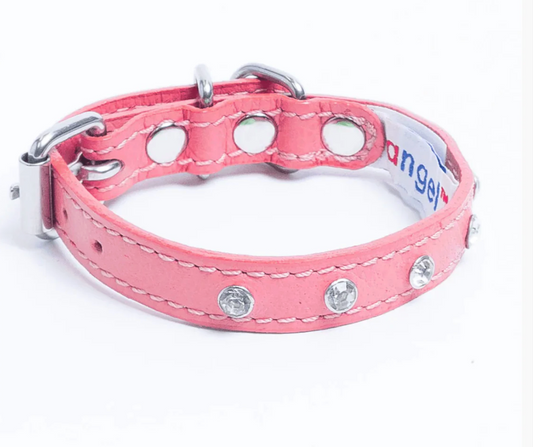 Pink Diamond Leather Dog Collar NZ