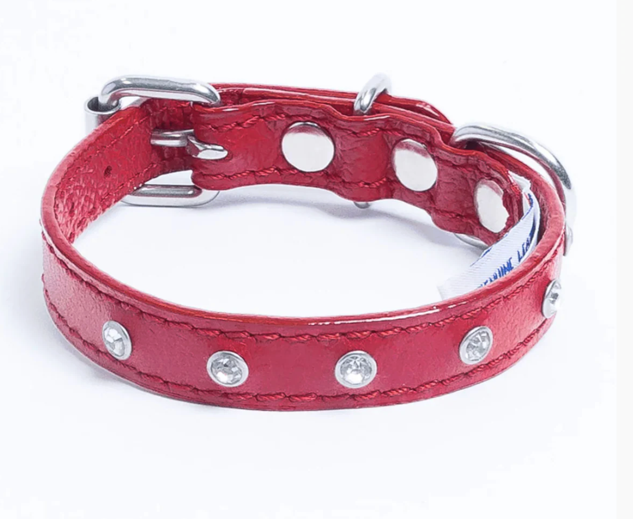 Large dog diamond leather dog collar red New Zealand