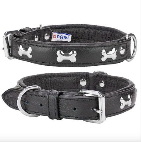 Leather dog collar black