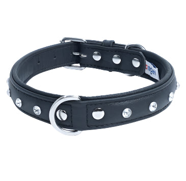 Leather dog collar with diamonds.