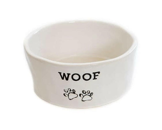 Made by hand Woof dog bowl.
