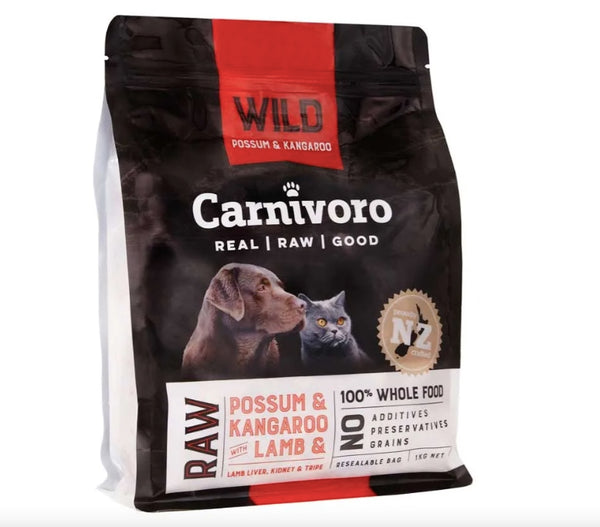 Carnivoro Frozen Wild Possum and Kangaroo 1kg – Louis and Phoebe Pet ...