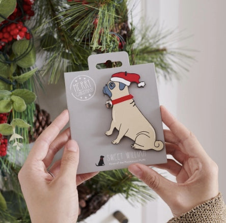 Pug Christmas Tree Decoration NZ