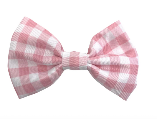 Pink and whte checked dog bow tie NZ