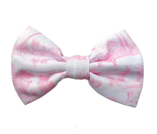 Pink and white dog bow tie