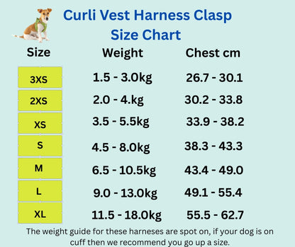 Curli Apple Leather Dog Harness Size Chart