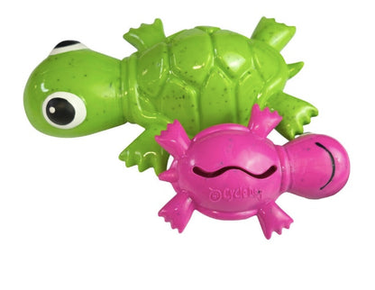 Rubber treat hiding dog toy made from recycled materials